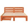 Cadre de lit sans matelas cire marron 135x190cm bois pin massif 