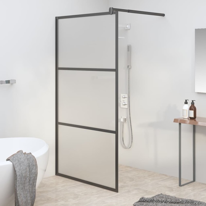 Paroi de douche 115x195 cm Verre ESG dépoli Noir 