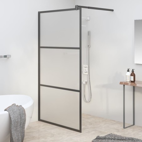 Paroi de douche 115x195 cm Verre ESG dépoli Noir 