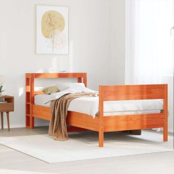 Cadre de lit sans matelas cire marron 90x200 cm bois pin massif 