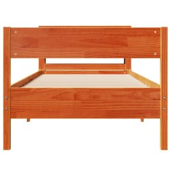 Cadre de lit sans matelas cire marron 90x200 cm bois pin massif 