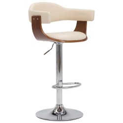 Tabourets de bar lot de 2 crème bois courbé et similicuir 