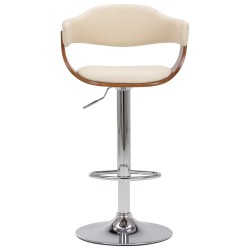 Tabourets de bar lot de 2 crème bois courbé et similicuir 
