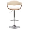 Tabourets de bar lot de 2 crème bois courbé et similicuir 