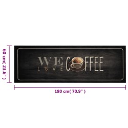 Tapis de cuisine lavable texte Coffee 60x180 cm velours 