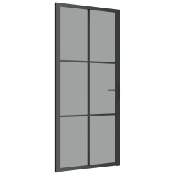 Porte intérieure 93x201,5 cm Noir Verre ESG et aluminium 