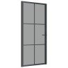 Porte intérieure 93x201,5 cm Noir Verre ESG et aluminium 