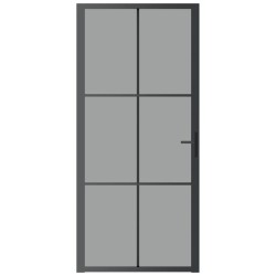 Porte intérieure 93x201,5 cm Noir Verre ESG et aluminium 