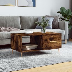 Table basse chêne fumé 90x50x40 cm bois d'ingénierie 