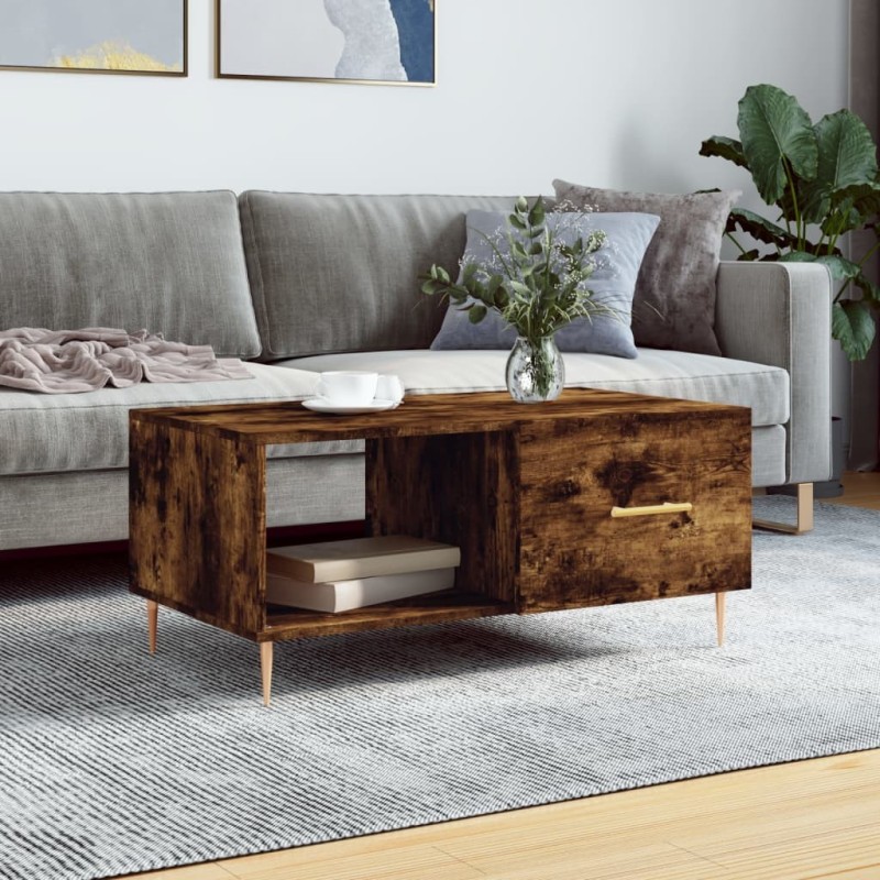 Table basse chêne fumé 90x50x40 cm bois d'ingénierie Table basse chêne fumé 90x50x40 cm bois d'ingénierie