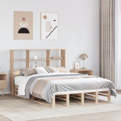 Lit bibliothèque sans matelas 120x190 cm bois massif 