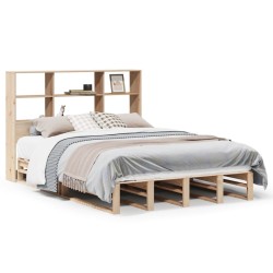 Lit bibliothèque sans matelas 120x190 cm bois massif 
