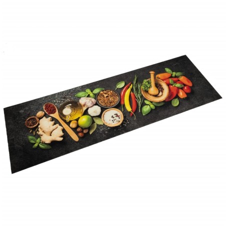 Tapis de cuisine lavable impression d'épices 60x180 cm velours 