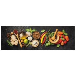 Tapis de cuisine lavable impression d'épices 60x180 cm velours 