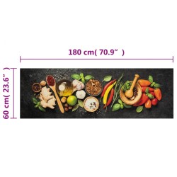 Tapis de cuisine lavable impression d'épices 60x180 cm velours 