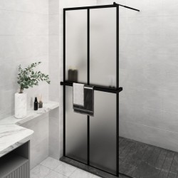 Paroi de douche avec étagère Noir 80x195 cm Verre ESG&Aluminium 