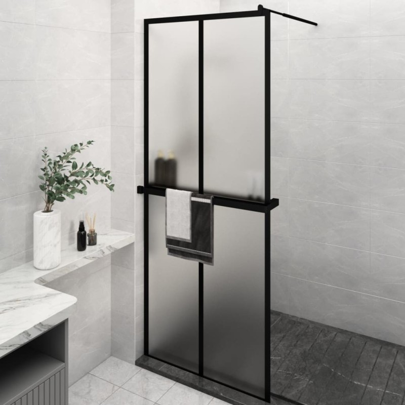 Paroi de douche avec étagère Noir 80x195 cm Verre ESG&Aluminium 