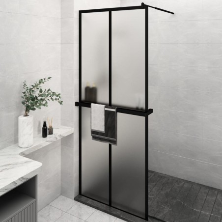 Paroi de douche avec étagère Noir 80x195 cm Verre ESG&Aluminium 