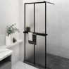 Paroi de douche avec étagère Noir 80x195 cm Verre ESG&Aluminium 