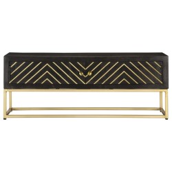 Table basse Noir et doré 90x50x35 cm Bois solide de manguier 