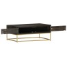 Table basse Noir et doré 90x50x35 cm Bois solide de manguier 
