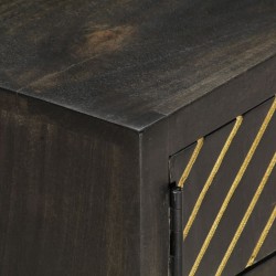 Table basse Noir et doré 90x50x35 cm Bois solide de manguier 