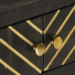 Table basse Noir et doré 90x50x35 cm Bois solide de manguier 