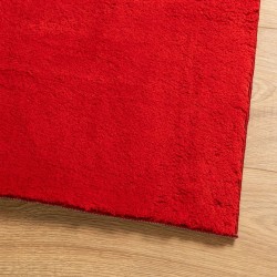 Tapis HUARTE à poils courts doux et lavable rouge 80x250 cm 