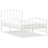 Cadre de lit métal sans matelas et pied de lit blanc 100x190 cm 
