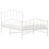 Cadre de lit métal sans matelas et pied de lit blanc 100x190 cm 