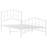 Cadre de lit métal sans matelas et pied de lit blanc 100x190 cm 