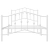 Cadre de lit métal sans matelas et pied de lit blanc 100x190 cm 