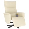 Fauteuil inclinable de massage et repose-pieds crème similicuir  