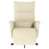 Fauteuil inclinable de massage et repose-pieds crème similicuir  