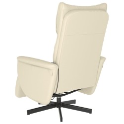 Fauteuil inclinable de massage et repose-pieds crème similicuir  