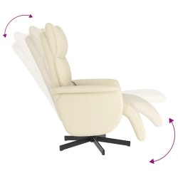 Fauteuil inclinable de massage et repose-pieds crème similicuir  