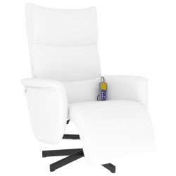 Fauteuil inclinable de massage repose-pieds blanc similicuir 