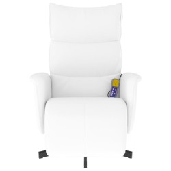 Fauteuil inclinable de massage repose-pieds blanc similicuir 