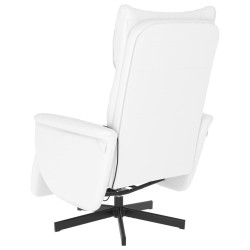 Fauteuil inclinable de massage repose-pieds blanc similicuir 