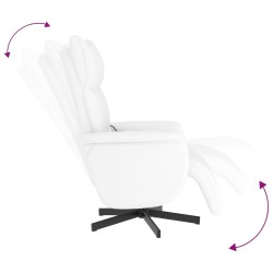Fauteuil inclinable de massage repose-pieds blanc similicuir 