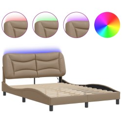 Cadre de lit avec LED sans matelas cappuccino 140x190 cm 