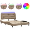 Cadre de lit avec LED sans matelas cappuccino 140x190 cm 