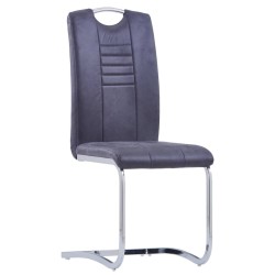 Chaises à manger cantilever lot de 4 gris similicuir daim 