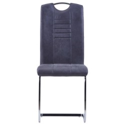 Chaises à manger cantilever lot de 4 gris similicuir daim 