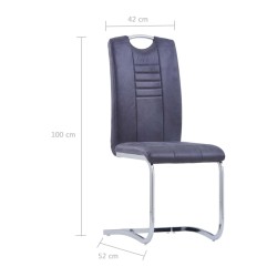 Chaises à manger cantilever lot de 4 gris similicuir daim 