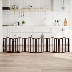 Barrière pour chiens avec porte 6 panneaux bois de peuplier 