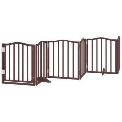 Barrière pour chiens avec porte 6 panneaux bois de peuplier 