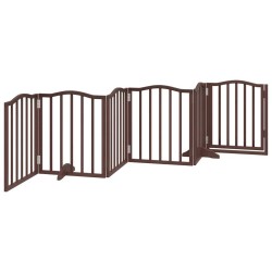 Barrière pour chiens avec porte 6 panneaux bois de peuplier 