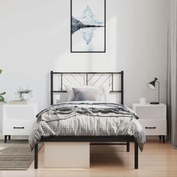 Cadre de lit métal sans matelas avec tête de lit noir 100x200cm 