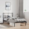 Cadre de lit métal sans matelas avec tête de lit noir 100x200cm 